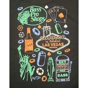 Bass Pro Shops Mens Las Vegas Collage Black Short Sleeve T-Shirt 3XL‎ NWT
